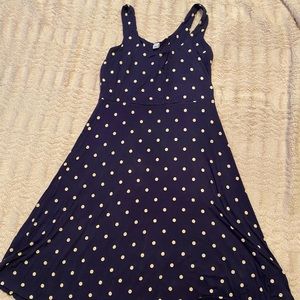 Old Navy MIDI Navy Polka Dot Dress